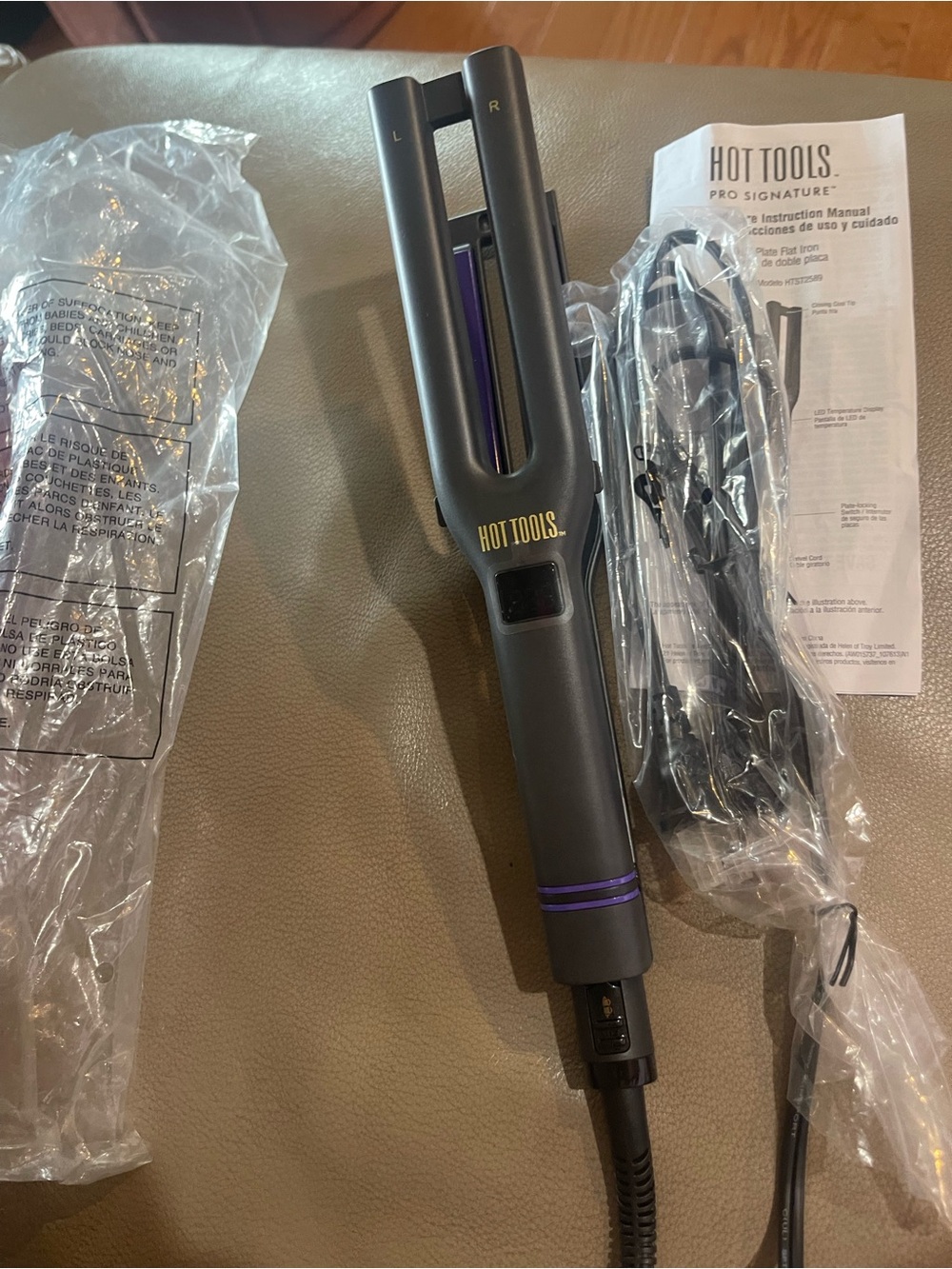 Hot Tools Pro Signature Black Hair Straightener with Purple Accents —New